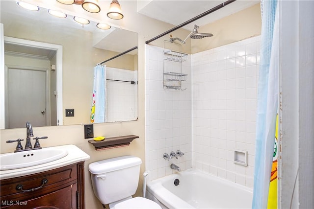2966 Bancroft Rd, Fairlawn, OH 44333 - bathroom featuring vanity, toilet, and shower / tub combo with curtain