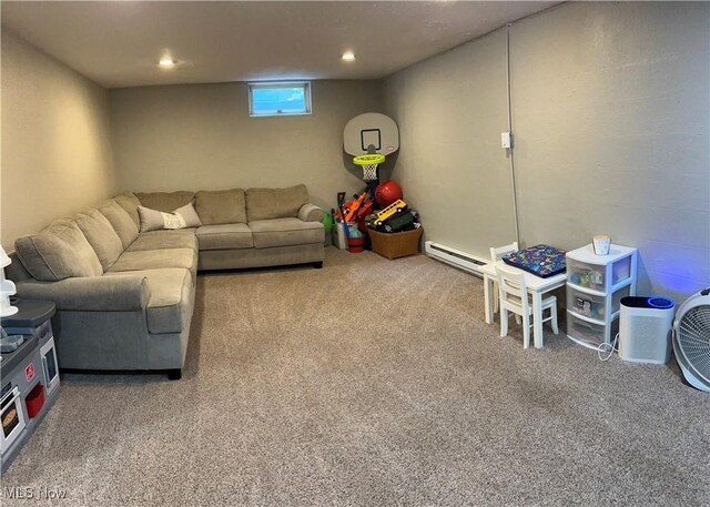 645 Arends Ridge Rd, Marietta, OH 45750 - carpeted living room featuring baseboard heating