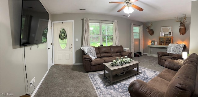 645 Arends Ridge Rd, Marietta, OH 45750 - carpeted living area with a ceiling fan and baseboards