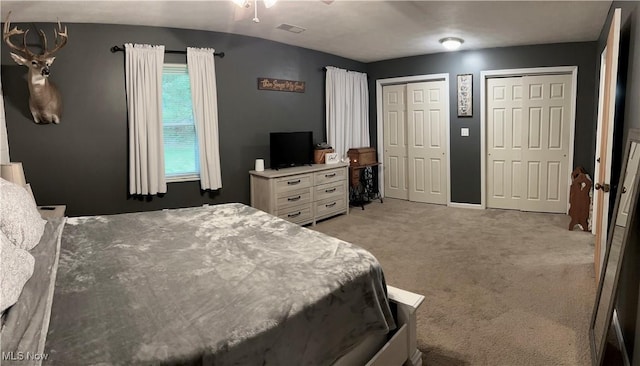 645 Arends Ridge Rd, Marietta, OH 45750 - bedroom featuring light carpet and multiple closets