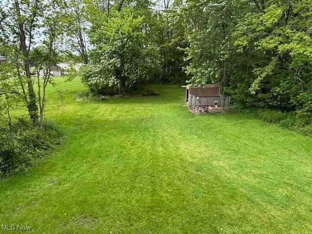 1445 E County Line Rd, Mineral Ridge, OH 44440 - view of green lawn with an outdoor structure