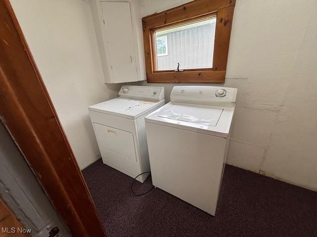 1445 E County Line Rd, Mineral Ridge, OH 44440 - laundry room with separate washer and dryer and dark carpet