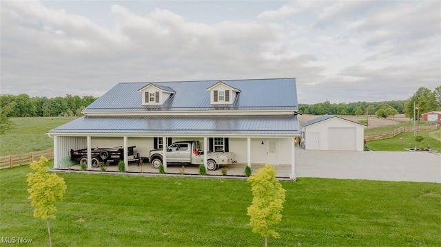 2953 State Route 225, Diamond, OH 44412 - view of front of property featuring driveway, metal roof, a detached garage, and an outdoor structure