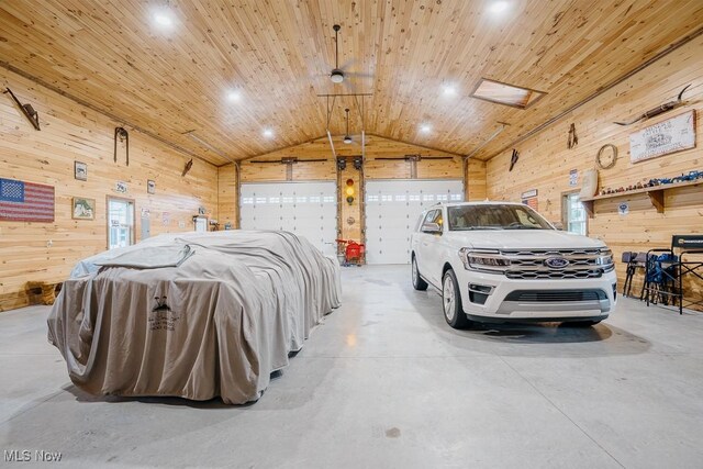 2953 State Route 225, Diamond, OH 44412 - garage featuring wooden walls and wooden ceiling