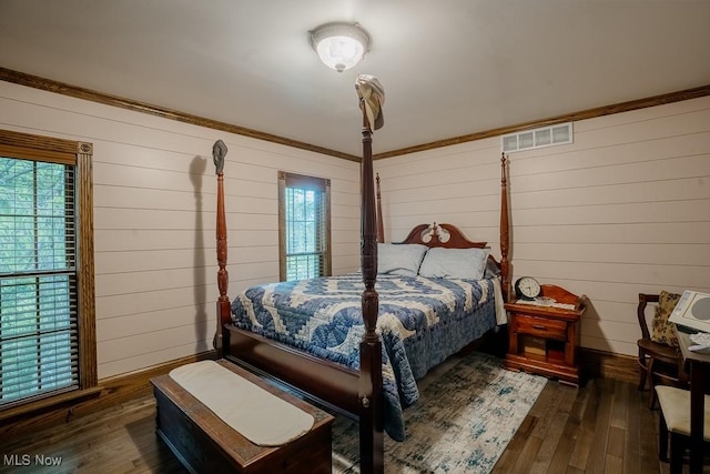 2953 State Route 225, Diamond, OH 44412 - bedroom featuring dark wood-style floors and wooden walls