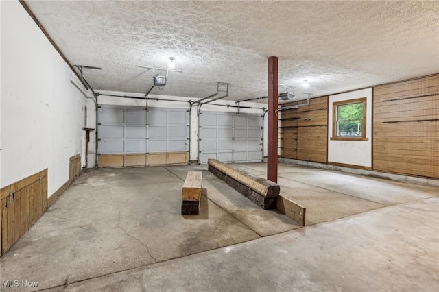 7558 E Parkside Dr, Boardman, OH 44512 - garage featuring a garage door opener and wooden walls