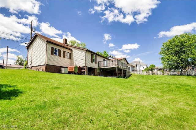 106 High St, Bloomingdale, OH 43910 - rear view of property with a chimney, a deck, and central AC unit