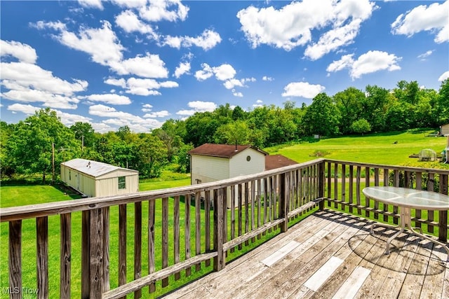 106 High St, Bloomingdale, OH 43910 - wooden terrace with a yard and an outbuilding