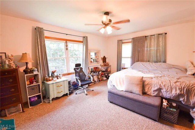 3000AND2996 Kemble Ave, Coventry, OH 44319 - carpeted bedroom featuring multiple windows and ceiling fan