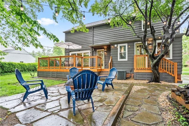 4493 Golfway Rd, South Euclid, OH 44121 - rear view of property featuring a patio area, a deck, cooling unit, and crawl space
