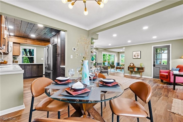 4493 Golfway Rd, South Euclid, OH 44121 - dining area with light wood-style floors, recessed lighting, plenty of natural light, and baseboards