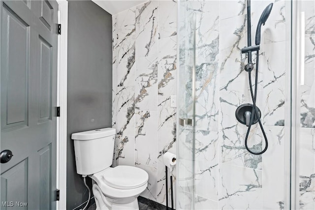 4493 Golfway Rd, South Euclid, OH 44121 - bathroom with a marble finish shower and toilet