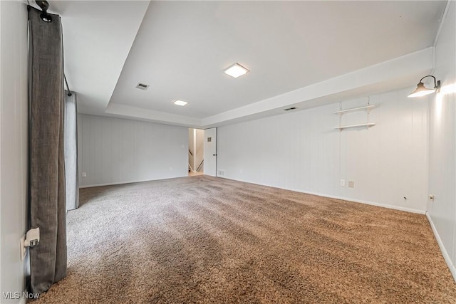 21517 Nottingham Dr, Fairview Park, OH 44126 - spare room with carpet floors, a tray ceiling, baseboards, and stairs