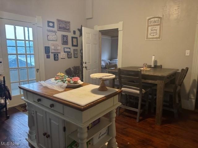 419 Commerce St, Wellsburg, WV 26070 - dining space with dark wood-style floors