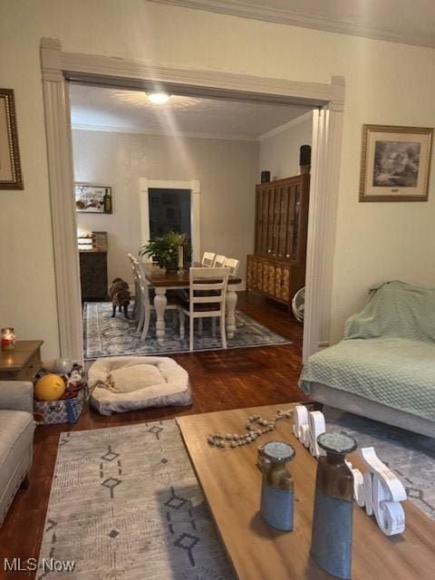 419 Commerce St, Wellsburg, WV 26070 - living area with wood finished floors and crown molding