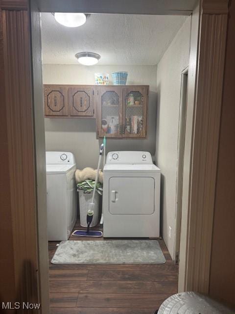 419 Commerce St, Wellsburg, WV 26070 - laundry room featuring wood finished floors, washer and dryer, and a textured ceiling