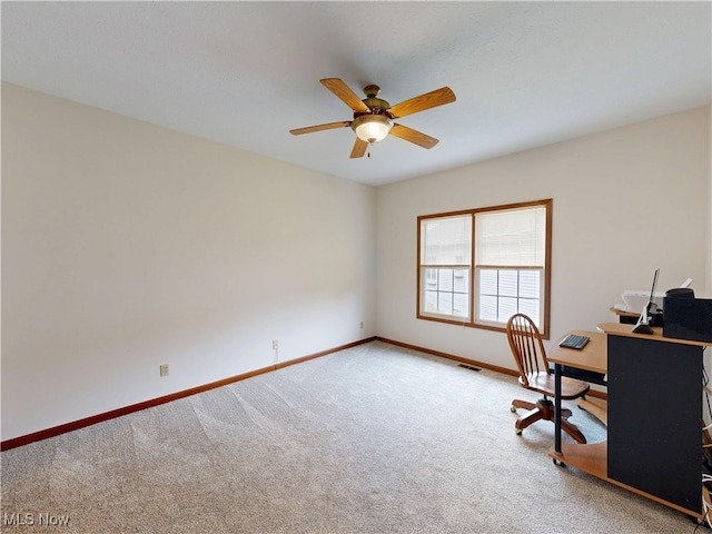 809 Fiddlers Crk, Painesville, OH 44077 - unfurnished office with carpet, baseboards, and a ceiling fan