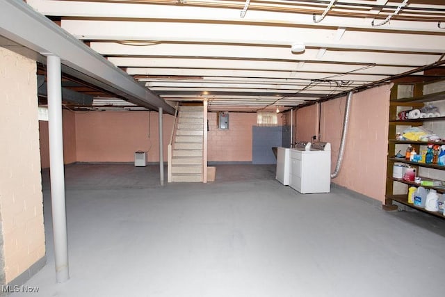 430 W Harvey St, Struthers, OH 44471 - unfinished below grade area with separate washer and dryer, stairway, and electric panel