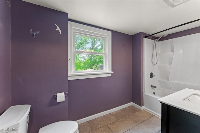 15800 Shilling Rd, Berlin Center, OH 44401 - bathroom with toilet, tile patterned floors, baseboards,  shower combination, and vanity