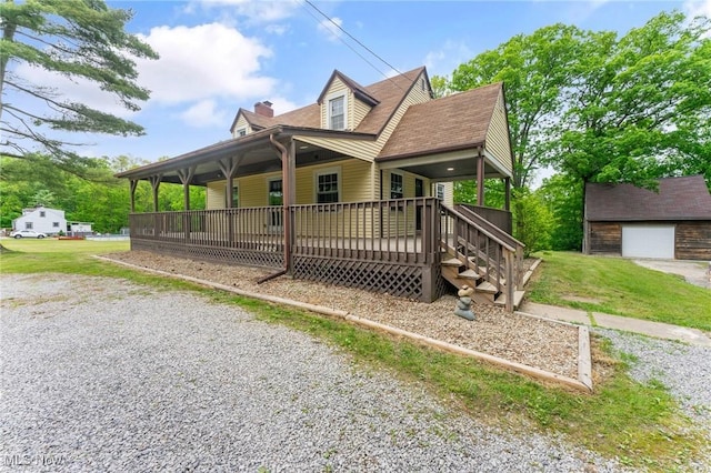 15800 Shilling Rd, Berlin Center, OH 44401 - view of front of property featuring a porch, a chimney, and a shingled roof