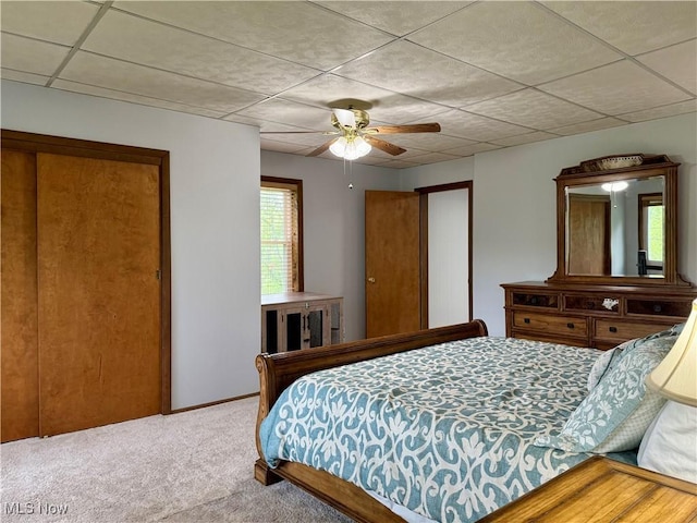 42096 Cadiz Dennison Rd, Cadiz, OH 43907 - carpeted bedroom with a paneled ceiling and ceiling fan