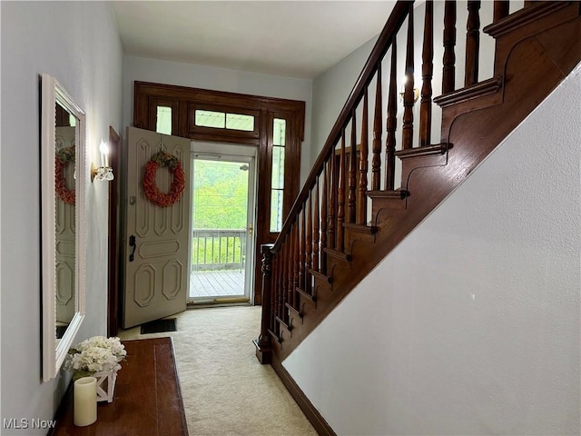 42096 Cadiz Dennison Rd, Cadiz, OH 43907 - foyer entrance featuring carpet and stairway