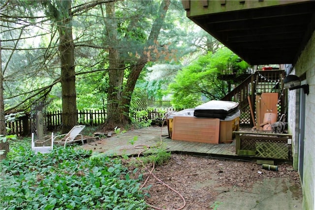 635 N Hametown Rd, Akron, OH 44333 - view of yard featuring a hot tub and stairway