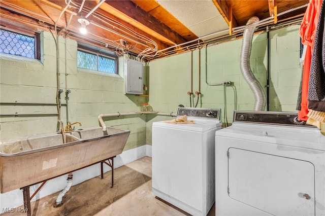 313 E 244th St, Euclid, OH 44123 - laundry room with washing machine and dryer and electric panel