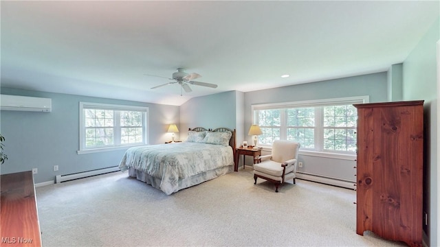 7700 Clarion Dr, Chagrin Falls, OH 44022 - bedroom with a baseboard heating unit, a wall mounted AC, and multiple windows
