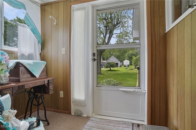 1783 Depot Rd, Salem, OH 44460 - entryway featuring wood walls and carpet floors