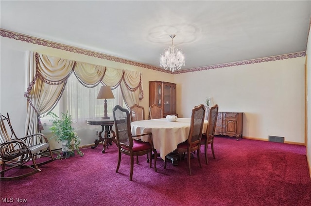 1783 Depot Rd, Salem, OH 44460 - carpeted dining room featuring a chandelier and baseboards