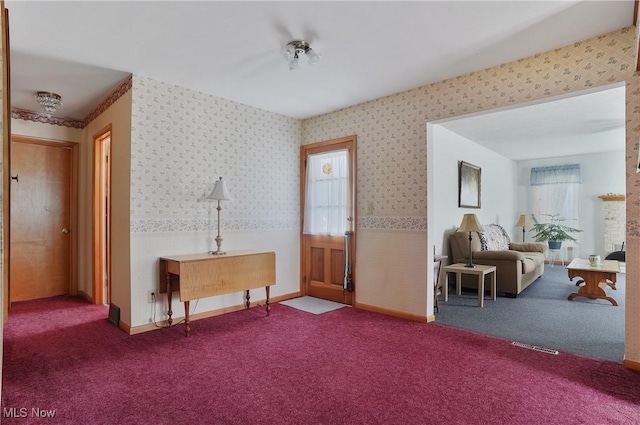 1783 Depot Rd, Salem, OH 44460 - foyer entrance with wallpapered walls and carpet floors