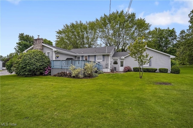 1783 Depot Rd, Salem, OH 44460 - back of house featuring a wooden deck and a lawn
