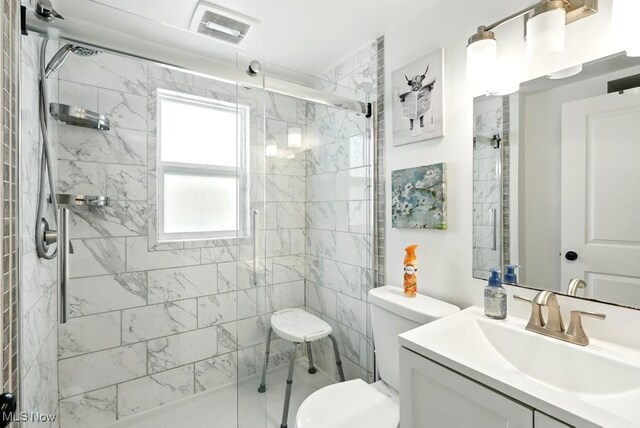 3136 Ellet Ave, Akron, OH 44312 - full bathroom with vanity, a shower stall, and toilet