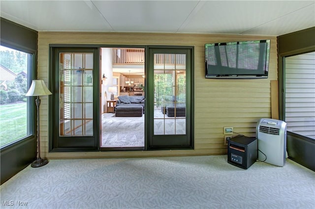 3936 Burgundy Bay Blvd W, Medina, OH 44256 - doorway with carpet flooring, wooden walls, and ornamental molding