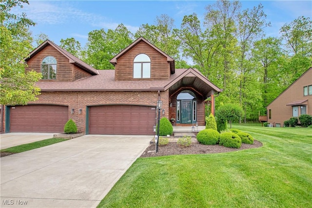 3936 Burgundy Bay Blvd W, Medina, OH 44256 - view of front of home with concrete driveway, a front lawn, a shingled roof, and brick siding