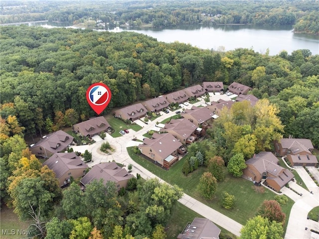 3936 Burgundy Bay Blvd W, Medina, OH 44256 - aerial view of residential area with a heavily wooded area and a nearby body of water