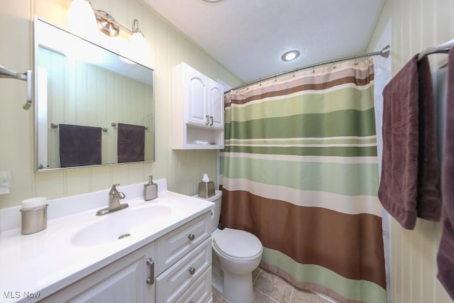 726 N Fork Way, Brunswick Hills, OH 44212 - bathroom featuring vanity, toilet, tile patterned floors, and a shower with curtain
