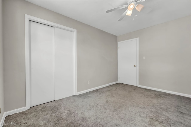 50 Luikart Dr, Euclid, OH 44123 - unfurnished bedroom featuring carpet, baseboards, a closet, and ceiling fan