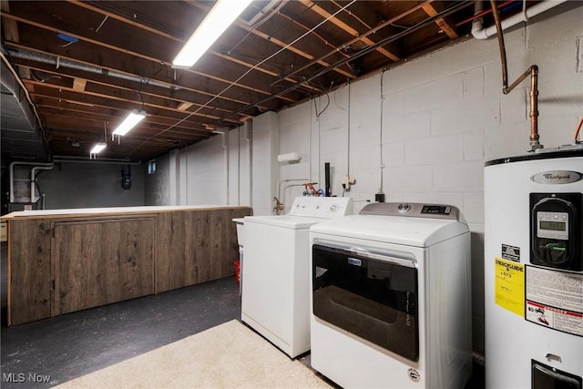 600 Elson St, East Liverpool, OH 43920 - laundry area featuring water heater and washer and clothes dryer