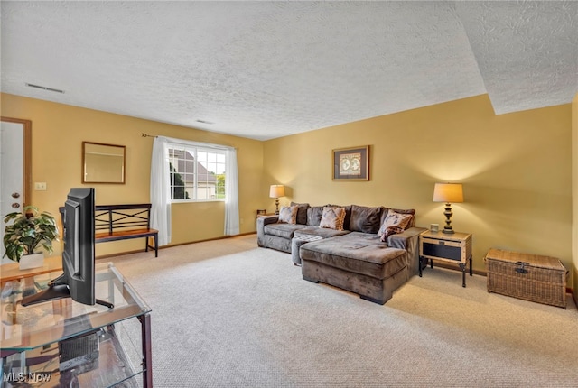 808 Doty Dr, Wadsworth, OH 44281 - living room with a textured ceiling, light carpet, and baseboards