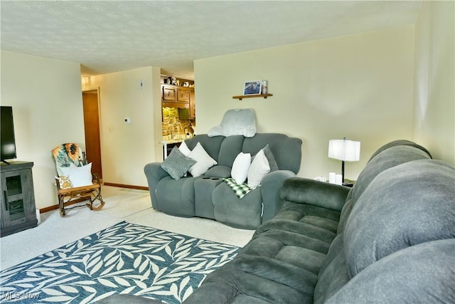 172 Camrose Dr, Niles, OH 44446 - living area featuring light colored carpet, baseboards, and a textured ceiling