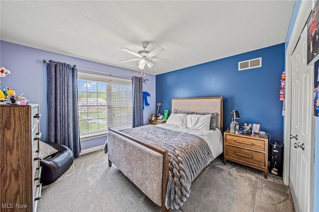8041 Daisy Hill Ct, Concord, OH 44077 - bedroom featuring carpet, a ceiling fan, baseboards, a closet, and a textured ceiling