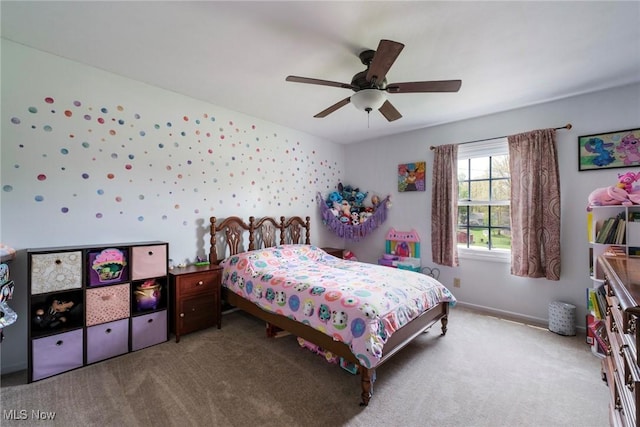 410 Hickory Hollow Dr, Canfield, OH 44406 - bedroom with carpet floors, ceiling fan, and baseboards