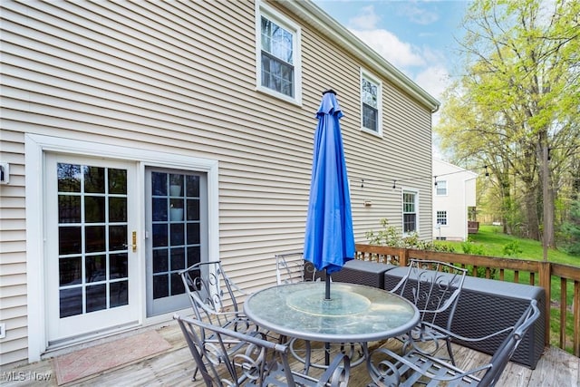410 Hickory Hollow Dr, Canfield, OH 44406 - wooden terrace featuring outdoor dining area