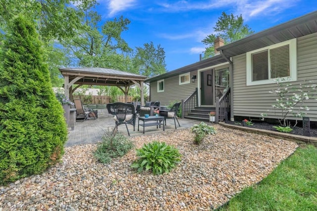 6254 Mackenzie Rd, North Olmsted, OH 44070 - view of patio featuring a gazebo, entry steps, and outdoor lounge area