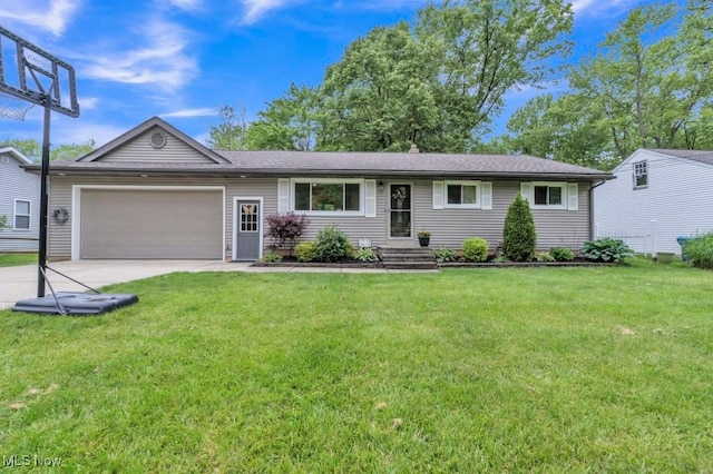 6254 Mackenzie Rd, North Olmsted, OH 44070 - ranch-style house with an attached garage, concrete driveway, and a front lawn