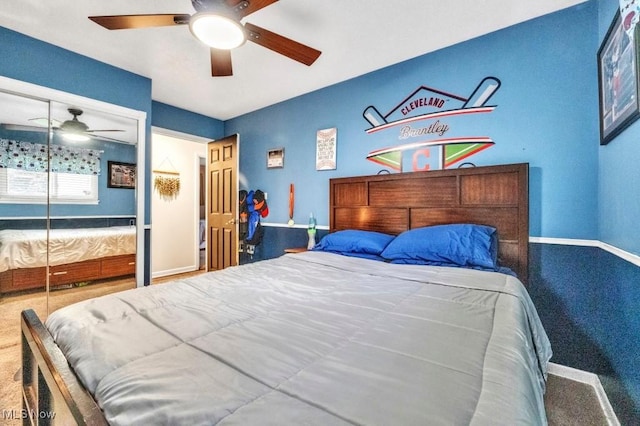 6254 Mackenzie Rd, North Olmsted, OH 44070 - bedroom featuring carpet, baseboards, and a ceiling fan