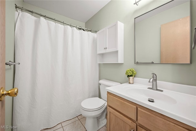 1444 Buckingham Gate Blvd Unit H, Cuyahoga Falls, OH 44221 - bathroom with toilet, vanity, tile patterned floors, and a shower with shower curtain