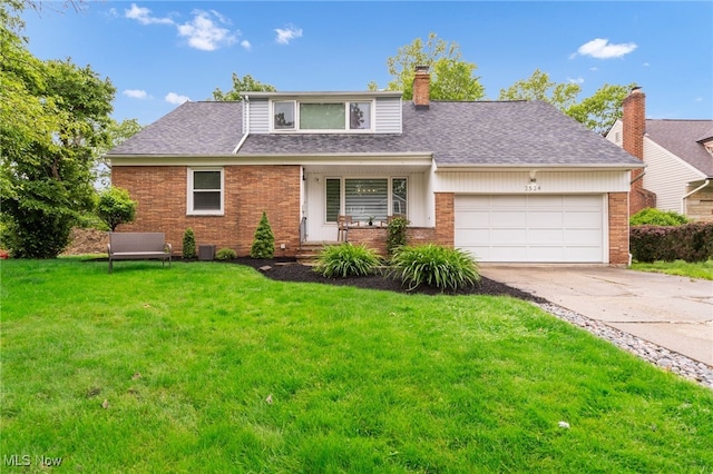 2524 Claver Rd, University Heights, OH 44118 - traditional-style home featuring a front yard, brick siding, concrete driveway, and an attached garage